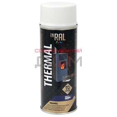 Эмаль аэроз.жаростойкая INRAL THERMAL RAL9003